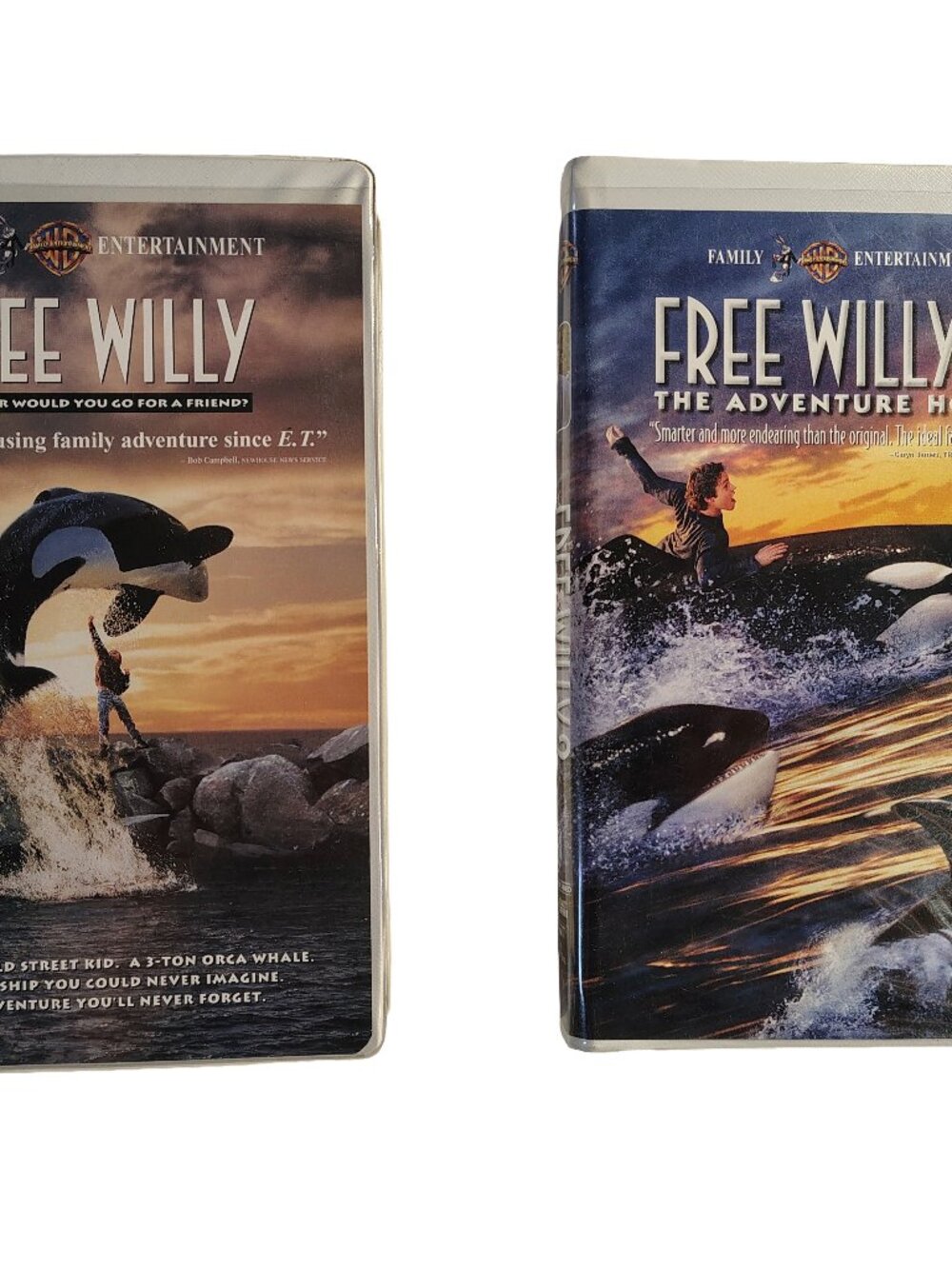 (1993 -1995) Free Willy 1 & 2 Duology Clamshell VHS Cassette Tape Set
